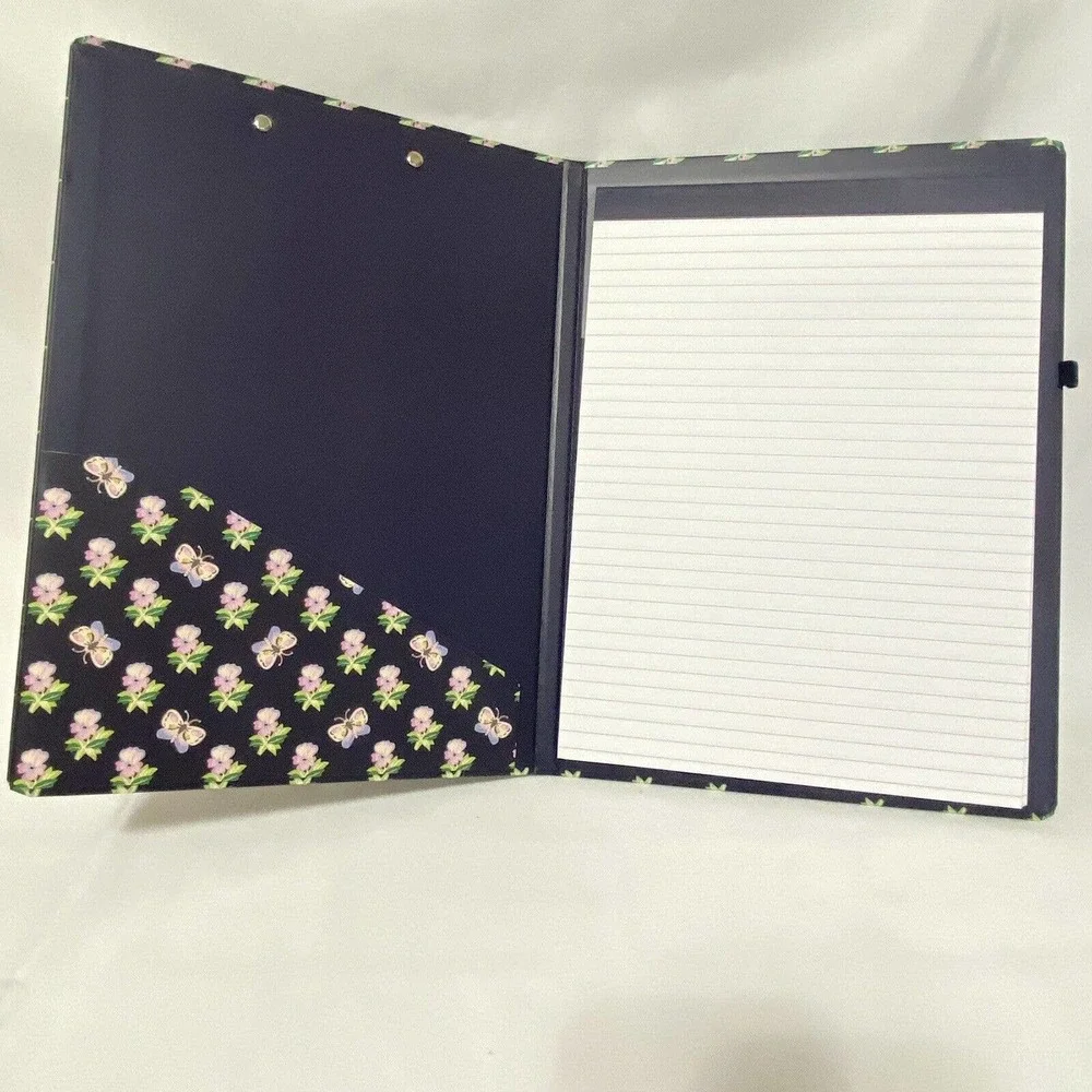 Vera Bradley Clipboard Folio Kinda Katherine Navy Butterflies Flowers w/ notepad